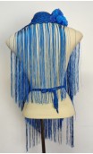 Conjunto Azul Fleco de Crochet y Flor para el Pelo