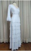 Conjunto Flamenco Blanco de Falda y Blusa c/ Volantes de Túl