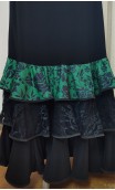 Saia Flamenca Preta e Verde c/ 3 Babados