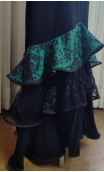 Saia Flamenca Preta e Verde c/ 3 Babados
