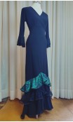 Saia Flamenca Preta e Verde c/ 3 Babados