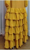 Conjunto Flamenco Mostaza Falda y Camisa 6 Volantes