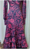Conjunto Flamenco Saia e Blusa Preto e Vermelho