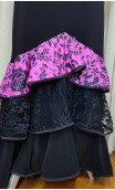 Falda Flamenca Pink y Negra c/ 3 Volantes