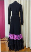 Falda Flamenca Pink y Negra c/ 3 Volantes