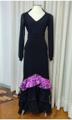 Falda Flamenca Pink y Negra c/ 3 Volantes
