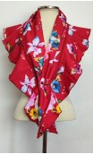 Conjunto Avental e Xale Vermelho Floral e Broche