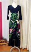 Black Floral Flamenco Skirt w/Ruffle