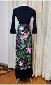 Black Floral Flamenco Skirt w/Ruffle