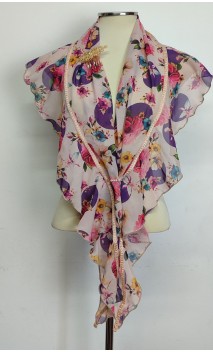 Printed Scarf, Peinette & Brooch