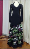Floral Printed Flamenco 6 Ruffles Long-Skirt