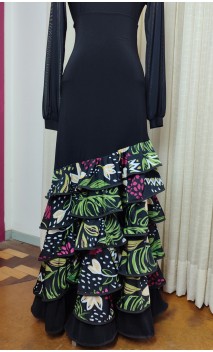 Floral Printed Flamenco 6 Ruffles Long-Skirt