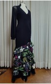 Floral Printed Flamenco 6 Ruffles Long-Skirt