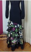 Floral Printed Flamenco 6 Ruffles Long-Skirt