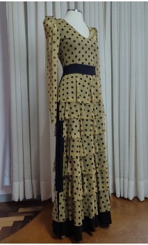 Conjunto de Falda y Blusa de Túl Mostaza con Lunares