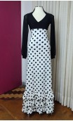 White Polka-dot Flamenco Skirt w/Ruffles