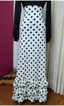 Saia Flamenca Branca de Bolinhas c/Babados