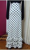 White Polka-dot Flamenco Skirt w/Ruffles