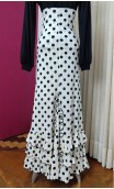 White Polka-dot Flamenco Skirt w/Ruffles