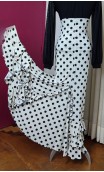 White Polka-dot Flamenco Skirt w/Ruffles