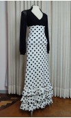 White Polka-dot Flamenco Skirt w/Ruffles