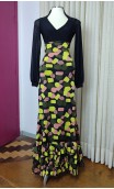 Saia Flamenca Preta Estampada c/Babados