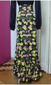 Black Printed Flamenco Skirt w/Ruffles