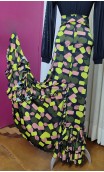 Black Printed Flamenco Skirt w/Ruffles
