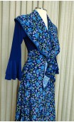 Navy Blue Floral Print Skirt and Scarf Set