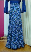 Navy Blue Floral Print Skirt and Scarf Set