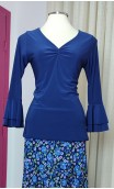 Navy Blue Floral Print Skirt and Scarf Set