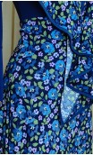 Navy Blue Floral Print Skirt and Scarf Set