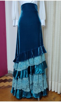 Flamenco Velvet Long Skirt 6 Ruffles w/Lace