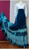 Flamenco Velvet Long Skirt 6 Ruffles w/Lace