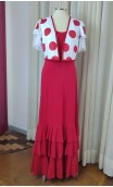 Red Polka-dot Printed Vest w/ Flare Sleeves