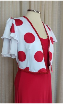 Red Polka-dot Printed Vest w/ Flare Sleeves