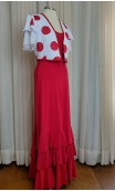 Red Polka-dot Printed Vest w/ Flare Sleeves