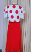 Red Polka-dot Printed Vest w/ Flare Sleeves