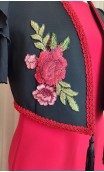 Black Vest with Embroidery & Flare Sleeves