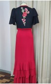 Black Vest with Embroidery & Flare Sleeves