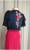 Black Vest with Embroidery & Flare Sleeves
