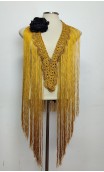 Gold Crochet Fringe, Flower for Hair Set & Brooch