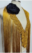 Gold Crochet Fringe, Flower for Hair Set & Brooch