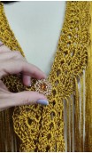 Gold Crochet Fringe, Flower for Hair Set & Brooch