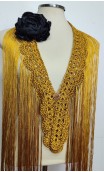 Gold Crochet Fringe, Flower for Hair Set & Brooch