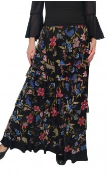Saia Flamenca Simone 7 Babados de Tule