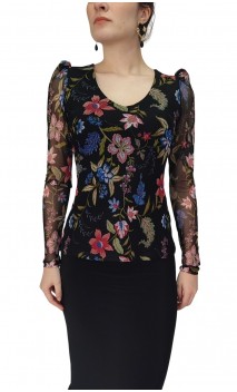 Consuelo Printed Tulle Blouse