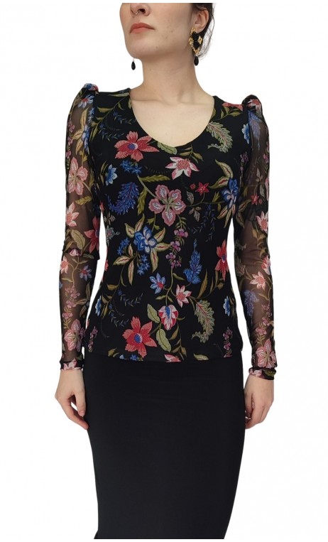 Consuelo Printed Tulle Blouse