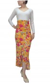 Saia Flamenco Amarela Floral c/Babado