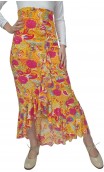 Saia Flamenco Amarela Floral c/Babado